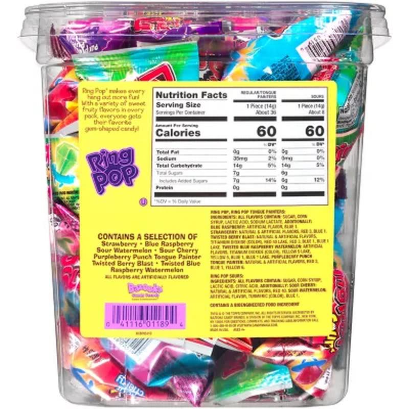 Ring Pop Assorted Flavors Lollipops Candy Tub Bulk Variety Pack (0.5 Oz., 44 Ct.)