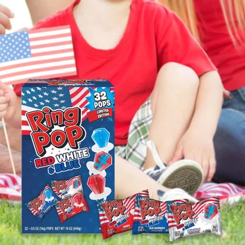 Ring Pop Limited Edition Red, White, and Blue Lollipop Variety Party Pack (16 Oz., 32 Ct.)