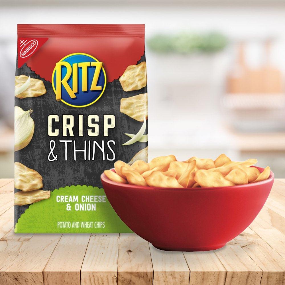 RITZ Crisp and Thins Cream Cheese and Onion Chips, 7.1 Oz