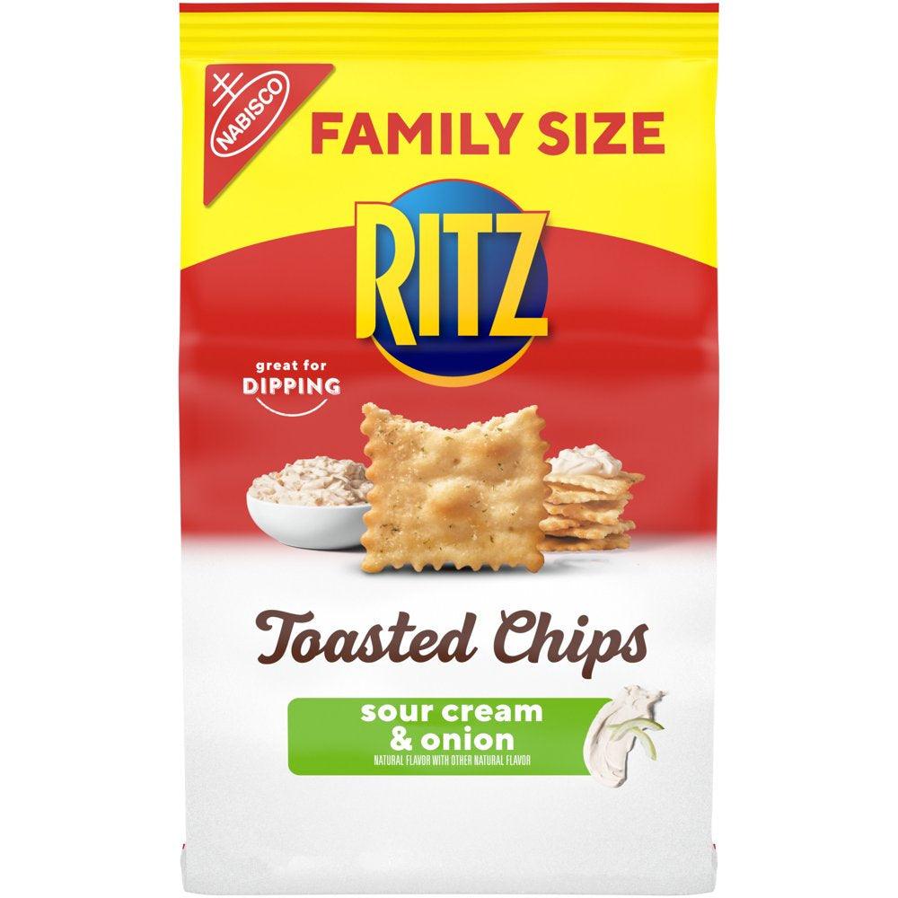 RITZ Toasted Chips Sour Cream and Onion Crackers, Family Size, 11.4 Oz