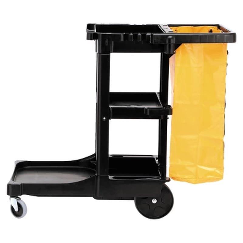 Rubbermaid Cleaning Cart with Zippered Bag, Black (3 Shelves)