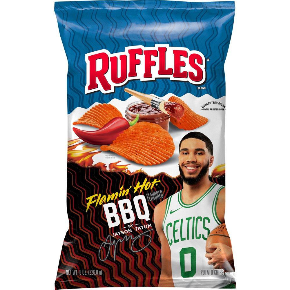 Ruffles Flamin' Hot BBQ Flavored Potato Chips, 8 Oz Bag