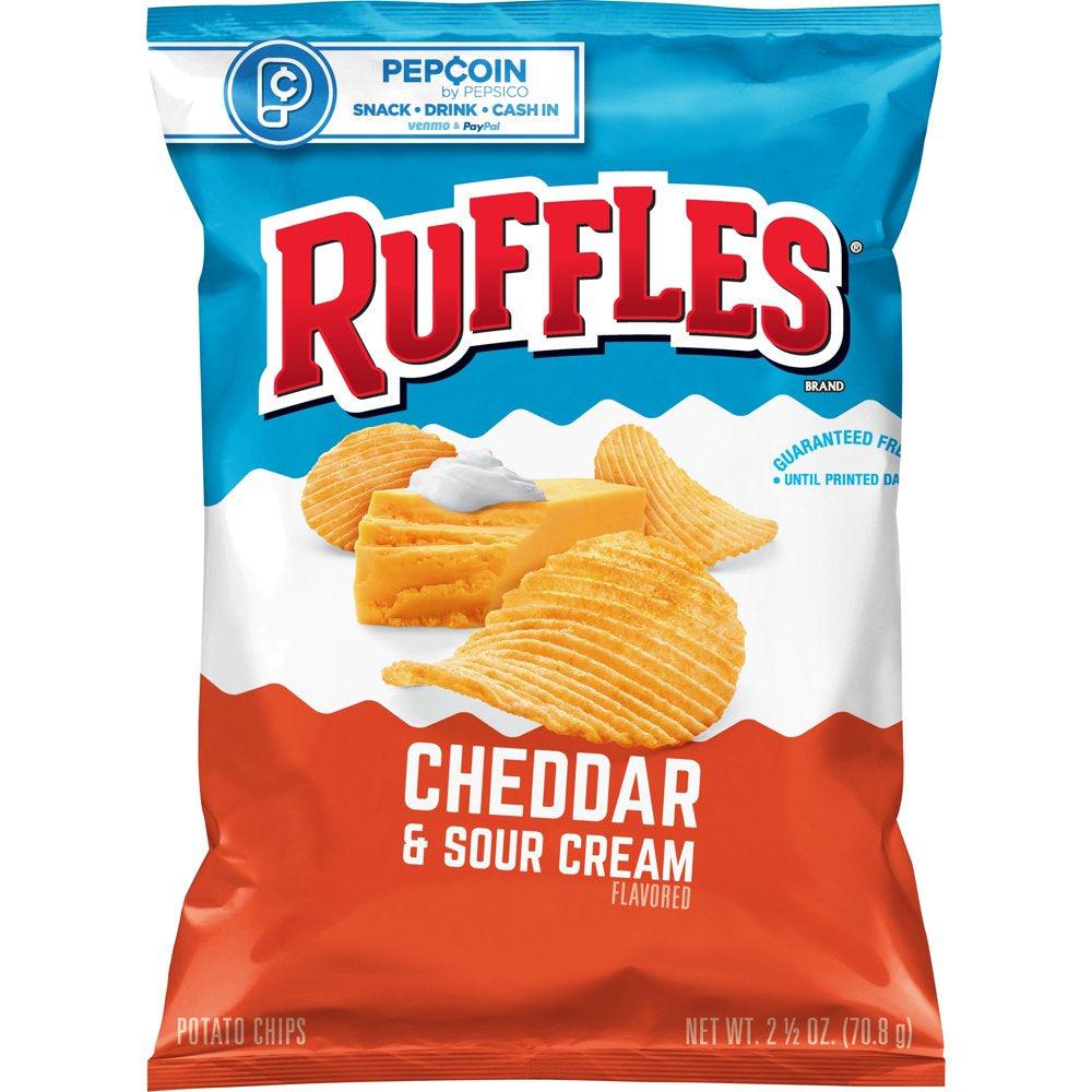 Ruffles Potato Chips, Cheddar & Sour Cream Flavored, 2.5 Oz