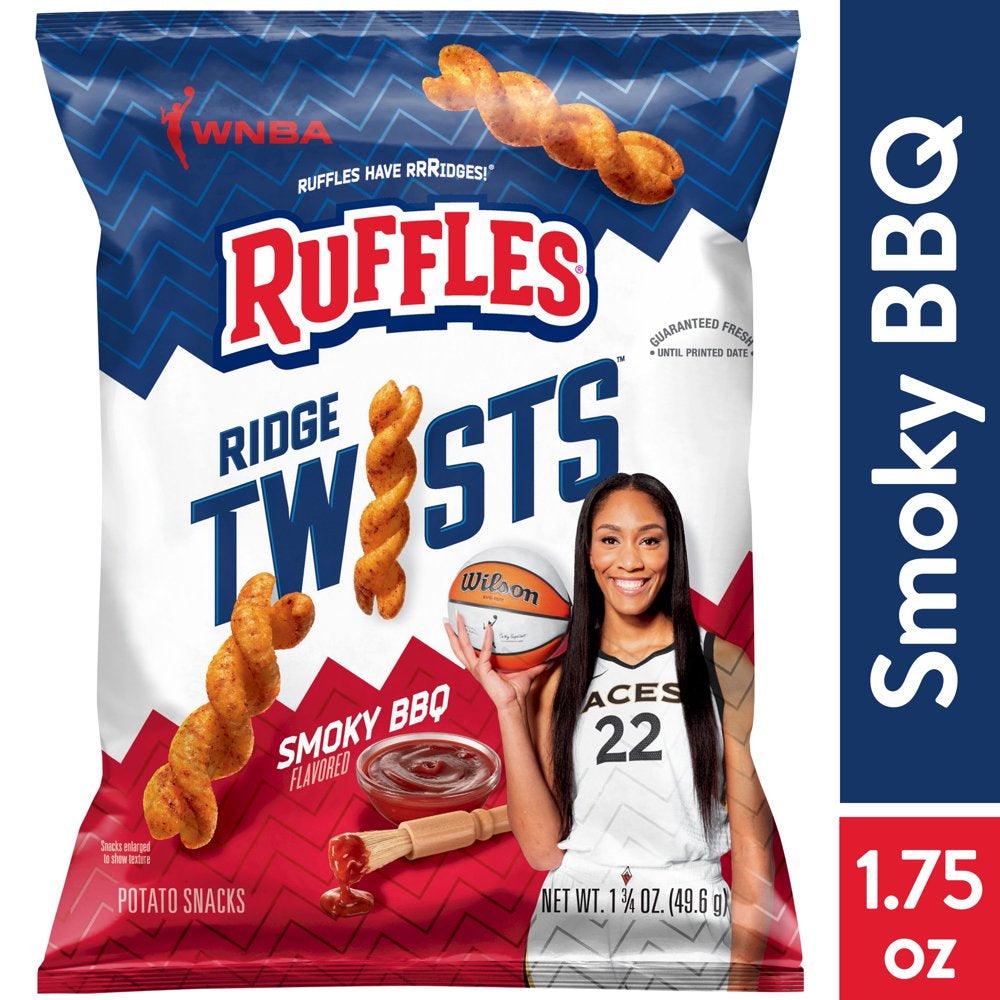 Ruffles Ridge Twists Snack Chips, Smoky BBQ, 1.75 Oz