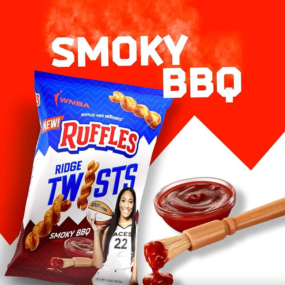 Ruffles Ridge Twists Snack Chips, Smoky BBQ, 1.75 Oz