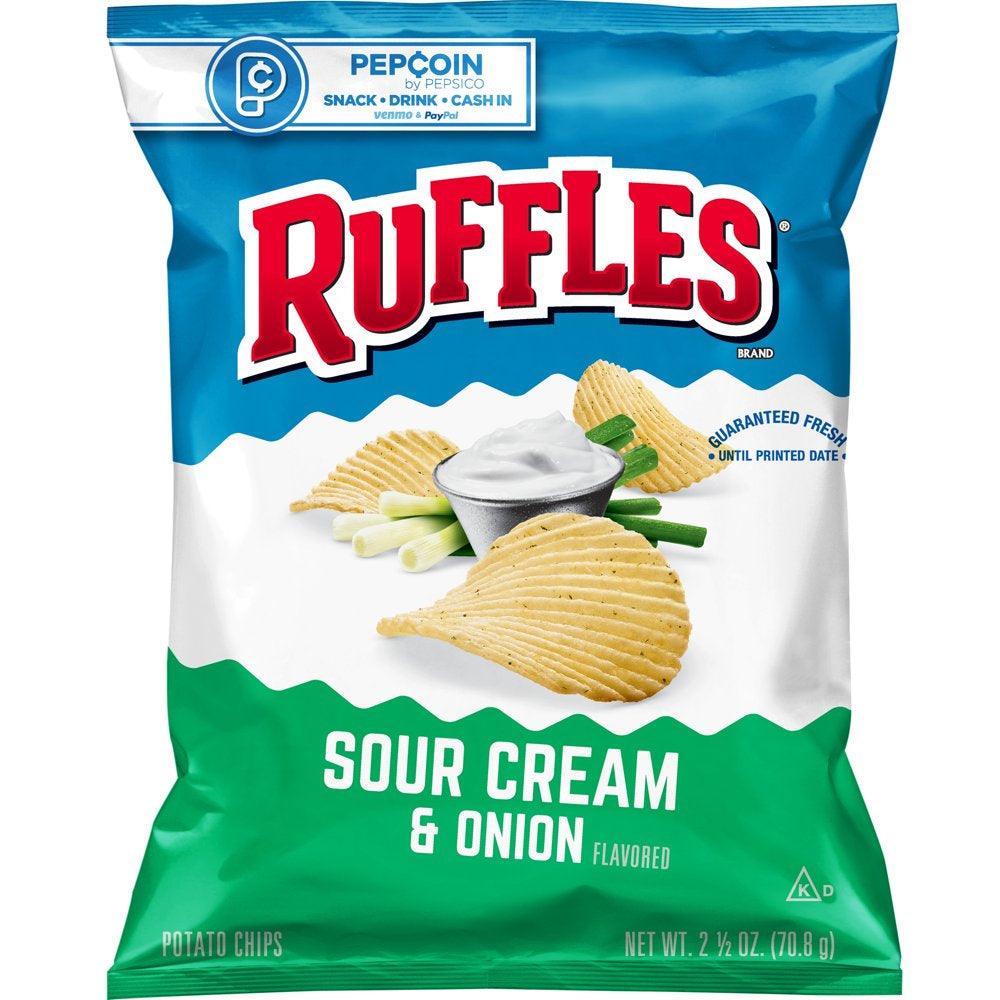 Ruffles Sour Cream & Onion Flavored Potato Chips, 2.5 Oz Bag