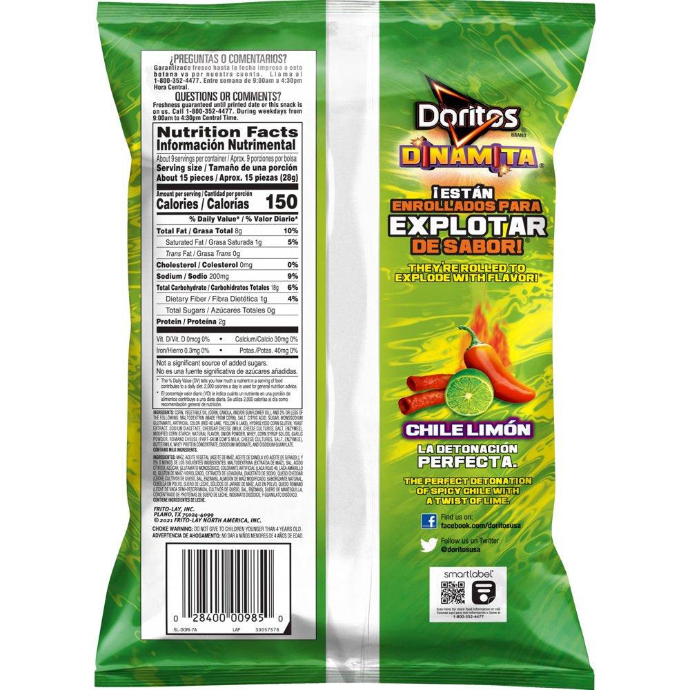 Sabritas Doritos Dinamita Chile Limon Rolled Flavored Tortilla Chips, 9.25 Oz.