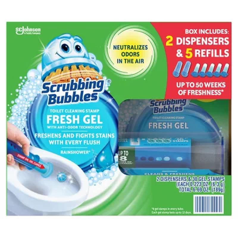 Scrubbing Bubbles Toilet Gel Stamp, Rainshower (2 Dispensers + 30 Gel Stamps)