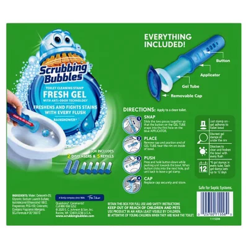 Scrubbing Bubbles Toilet Gel Stamp, Rainshower (2 Dispensers + 30 Gel Stamps)