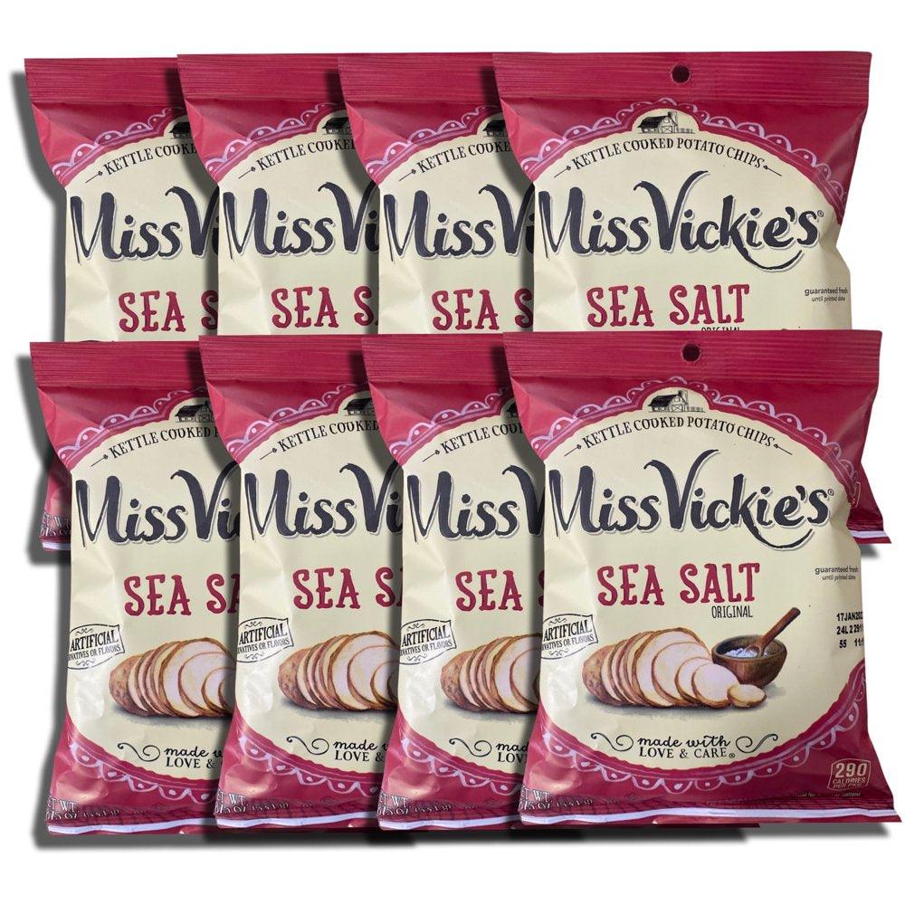 Sea Salt Kettle Cooked Potato Chips by Ms. Vickie Bundled by  | Hungry Sized 1.875 Oz Bags | Value Pack of 8