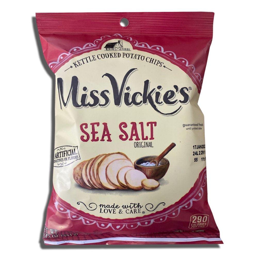 Sea Salt Kettle Cooked Potato Chips by Ms. Vickie Bundled by  | Hungry Sized 1.875 Oz Bags | Value Pack of 8