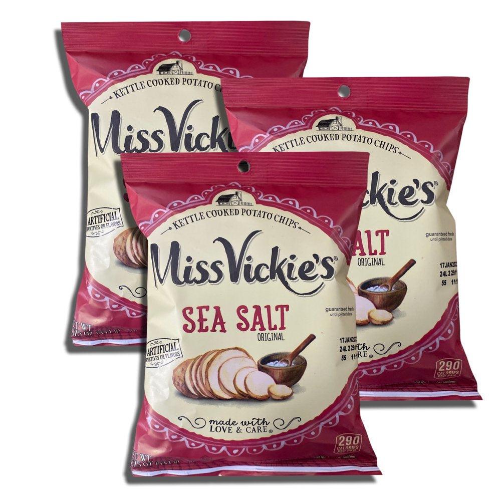 Sea Salt Kettle Cooked Potato Chips by Ms. Vickie Bundled by  | Hungry Sized 1.875 Oz Bags | Value Pack of 8