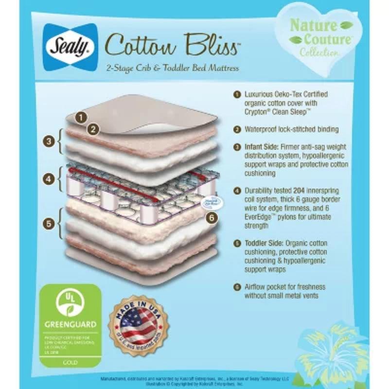 Sealy Nature Couture Cotton Bliss 2-Stage Infant/Toddler Crib Mattress with Organic Cotton Cover