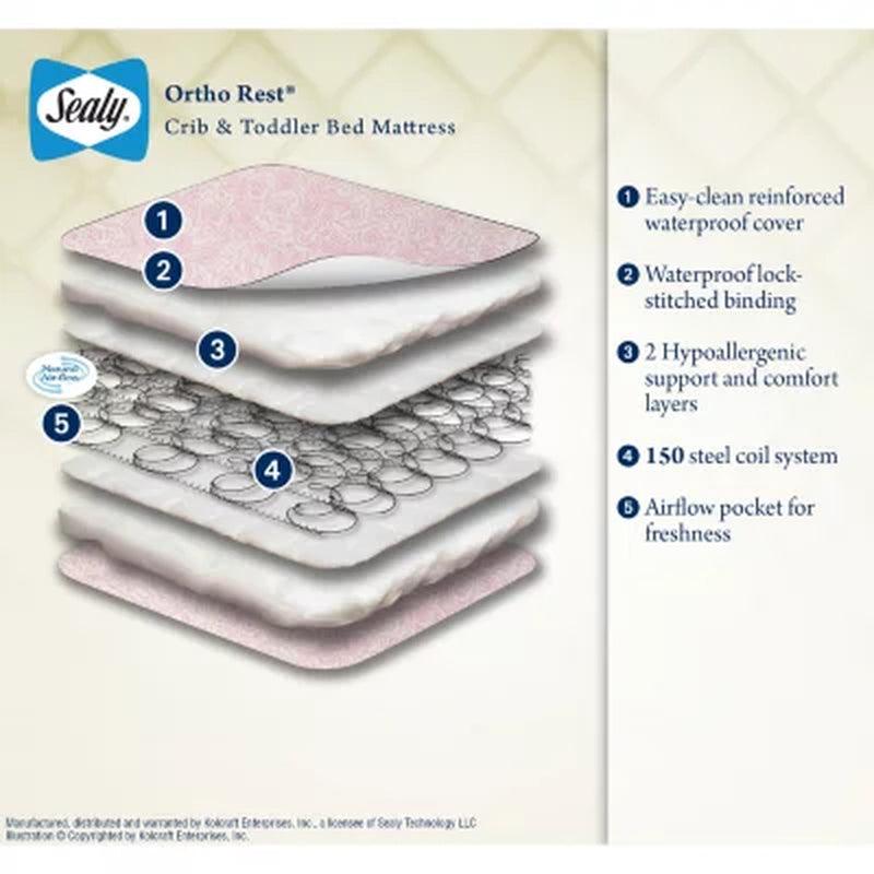 Sealy Ortho Rest Waterproof Infant/Toddler Crib Mattress, Pink