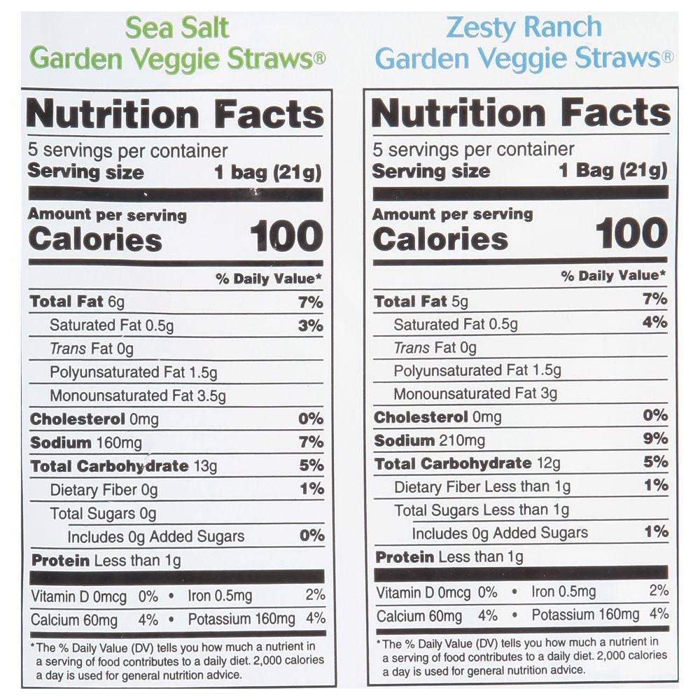 Sensible Portions Sea Salt & Zesty Ranch Garden Veggie Straws, 0.75 Oz (10 Count)