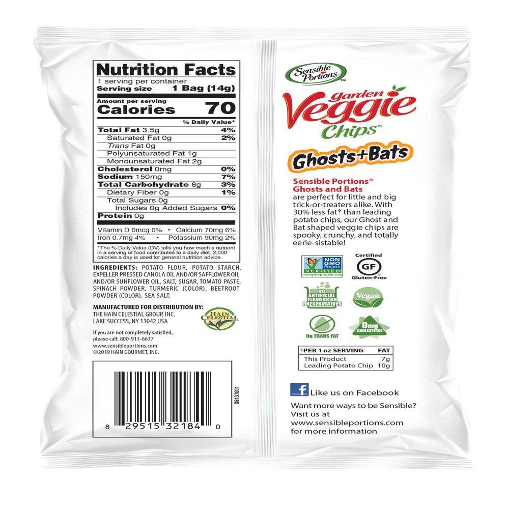 Sensible Portions Vegan Ghosts & Bats Sea Salt Garden Veggie Snack Chips, 0.5 Oz, 12 Count