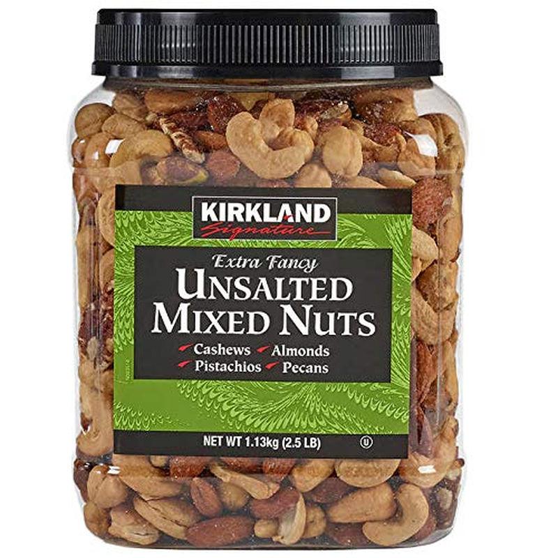 Signature Extra Fancy Mixed Nuts Unsalted and Shelled 40 Oz (Pack of 4), 1 Pack of Roasted Virginia Peanut Also Included by Bulkidoki