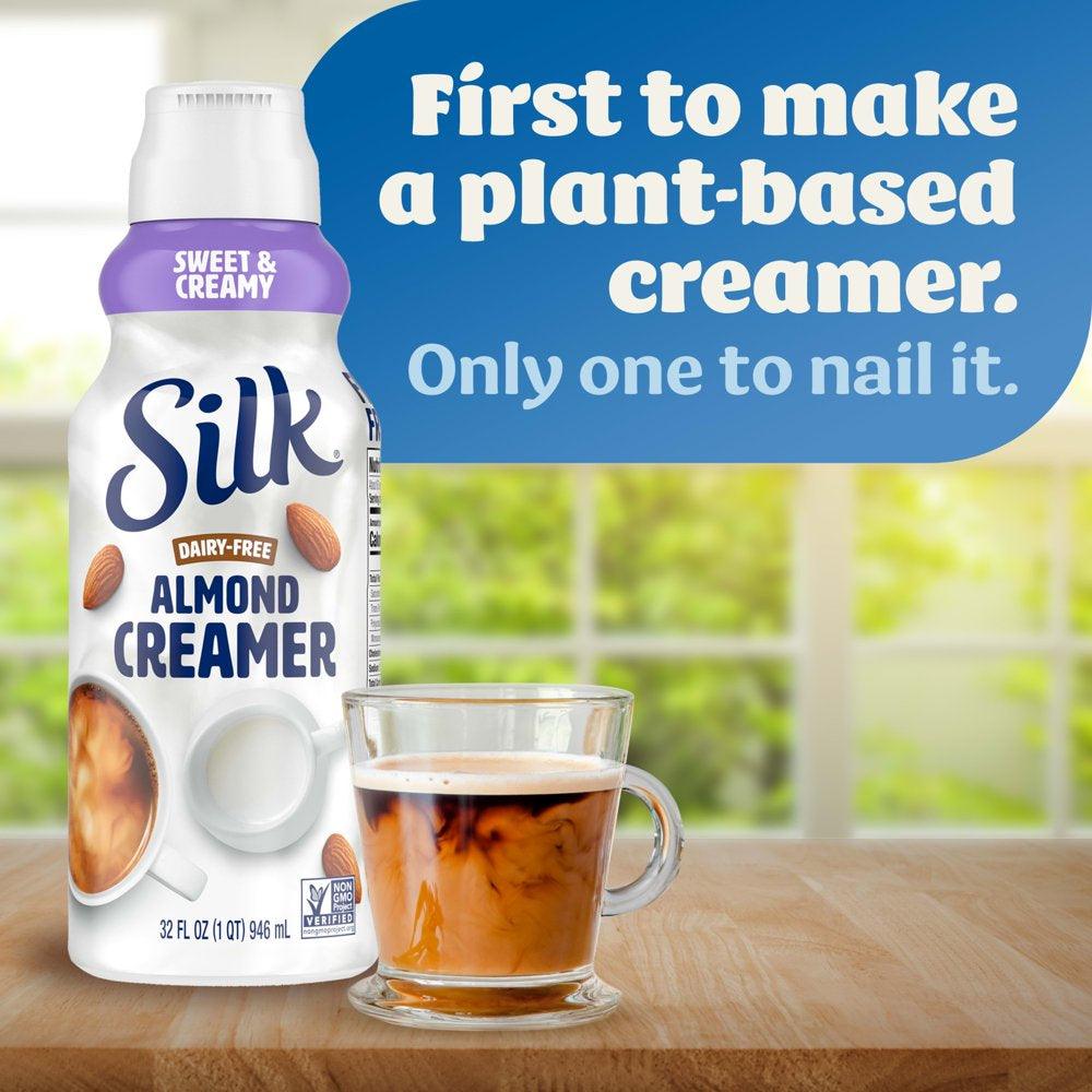 Silk Dairy Free, Gluten Free, Sweet and Creamy Almond Creamer, 32 Fl Oz Carton