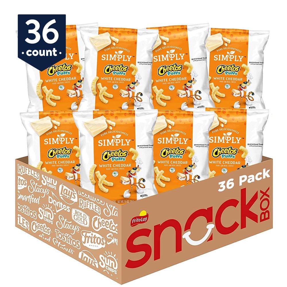 Simply Cheetos Puffs White Cheddar Cheese Flavored Snacks, 0.875 Oz Bags, 36 Count