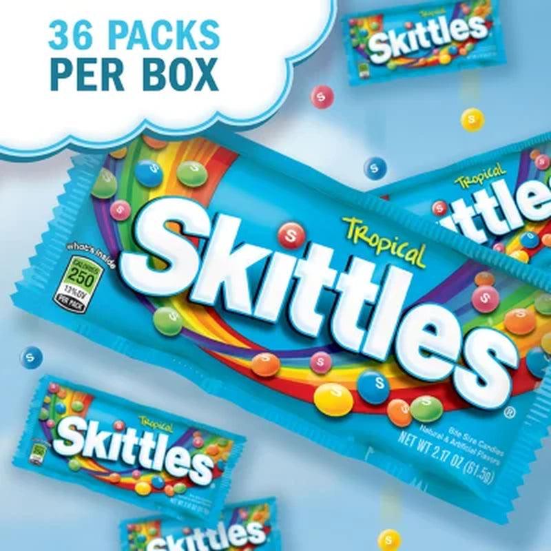 Skittles Tropical Full Size Fruity Chewy Candy Bulk Pack (2.17 Oz., 36 Ct.)