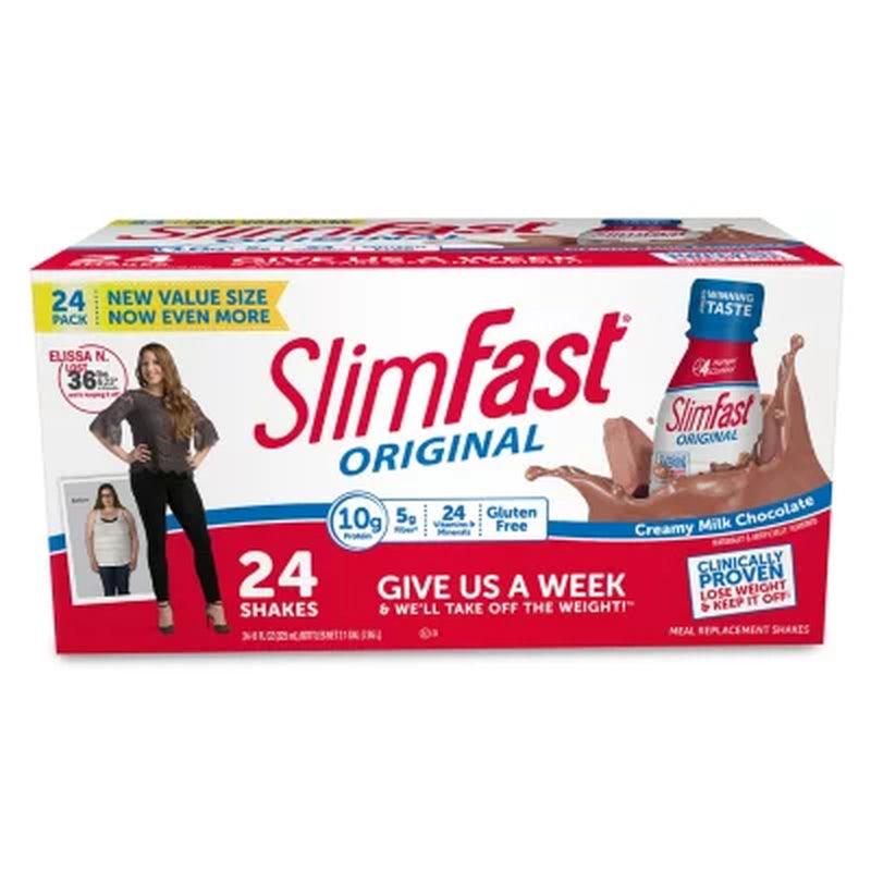 Slimfast Original Creamy Milk Chocolate Ready to Drink Meal Replacement Shakes (11 Fl. Oz., 24 Pk)