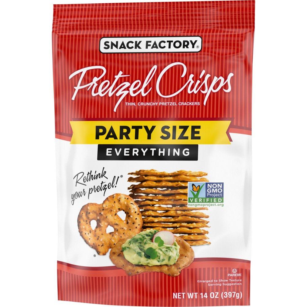 Snack Factory Everything Pretzel Crisps, Non-Gmo, 14 OZ Party Size Bag