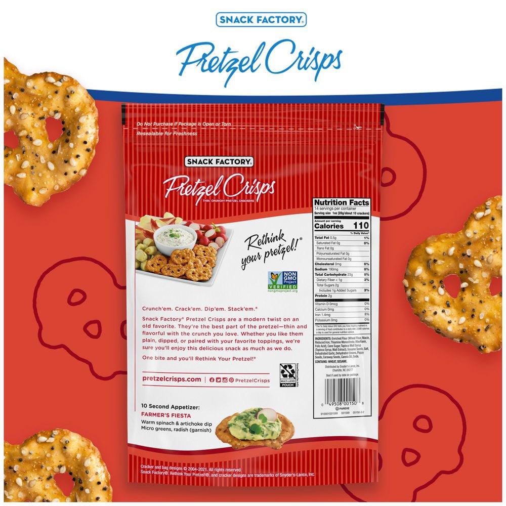 Snack Factory Everything Pretzel Crisps, Non-Gmo, 14 OZ Party Size Bag