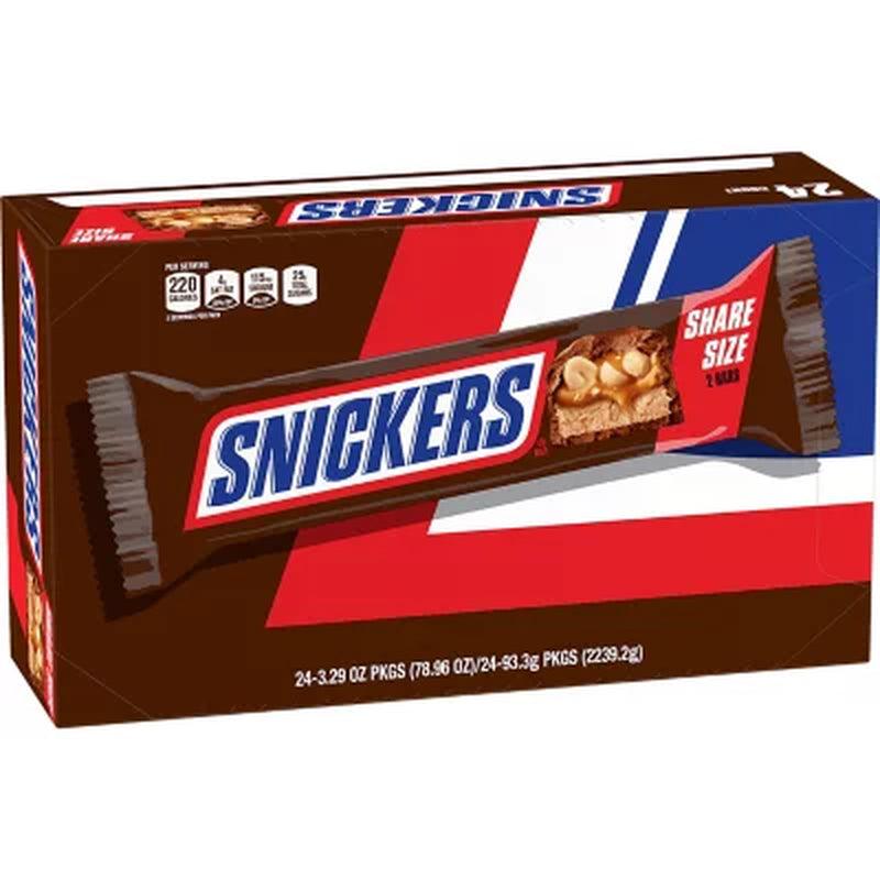 Snickers Chocolate Candy Bars Share Size Bulk Pack (3.29 Oz., 24 Ct.)