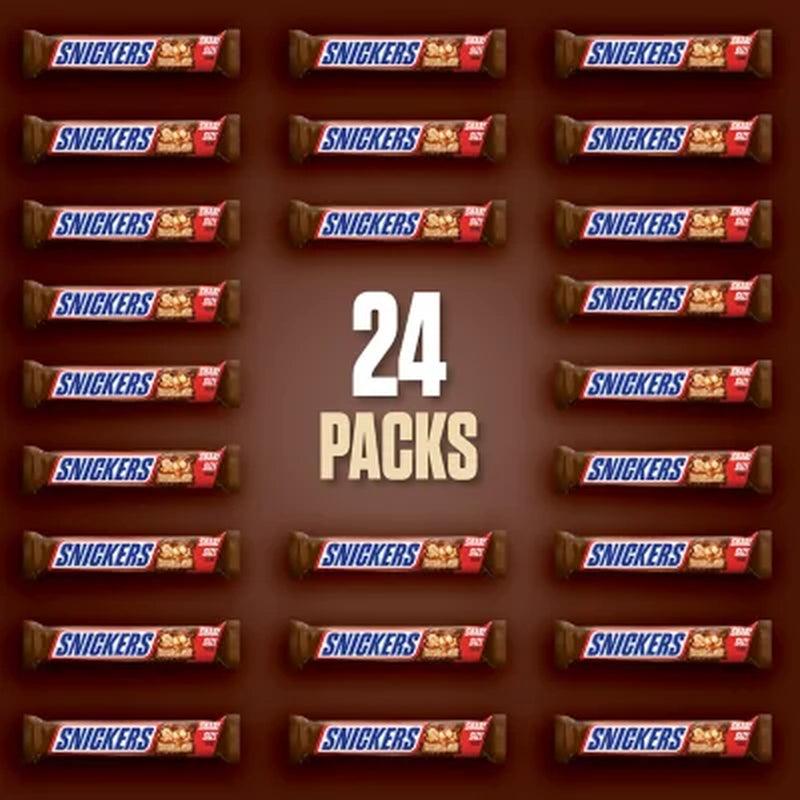 Snickers Chocolate Candy Bars Share Size Bulk Pack (3.29 Oz., 24 Ct.)