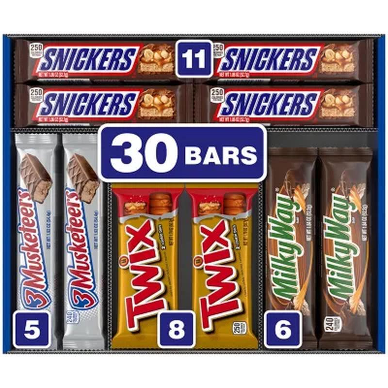 Snickers, Twix and More Assorted Chocolate Candy Bars Bulk Variety Pack (30 Ct.)