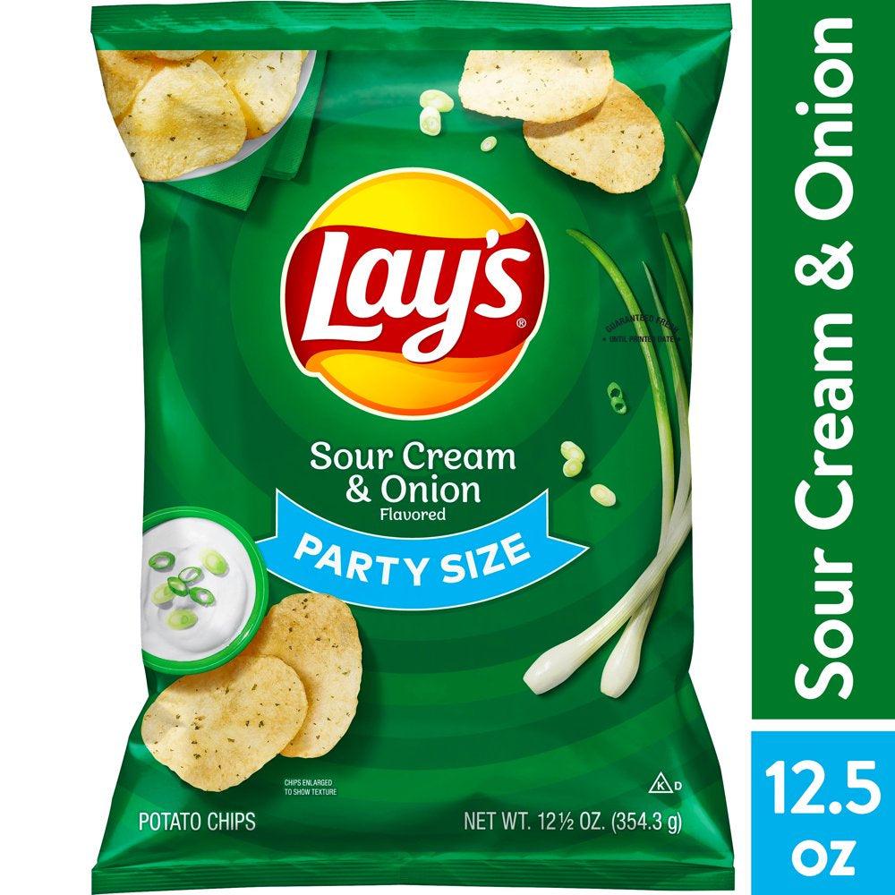 Sour Cream & Onion Flavored Potato Chips, Party Size, 12.5 Oz Bag Pack of 2