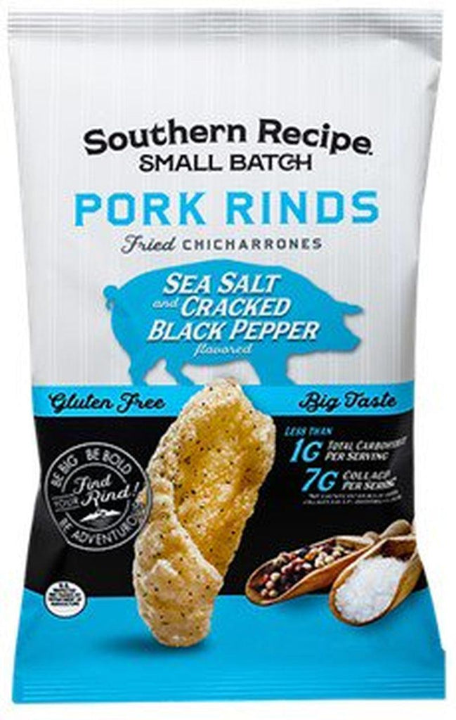 Southern Recipe Pork Rinds Sea Salt & Cracked Black Pepper , 4Oz (Pack of 6)