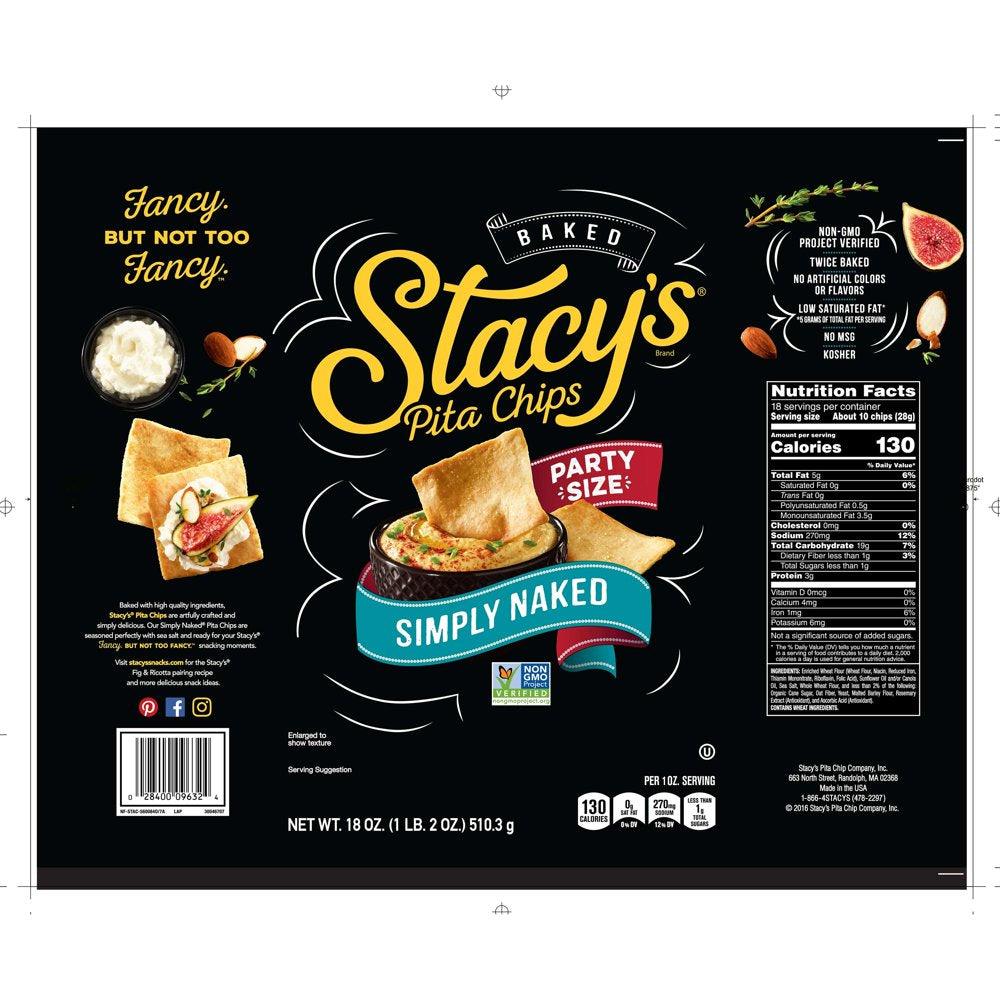 Stacy'S Pita Chips, Simply Naked, Party Size, 18 Oz