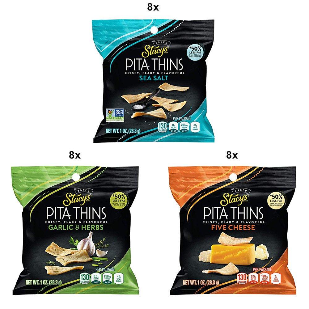 Stacy'S Pita Thins, 3 Flavor Variety Pack, 1 Oz Bags, 24 Count