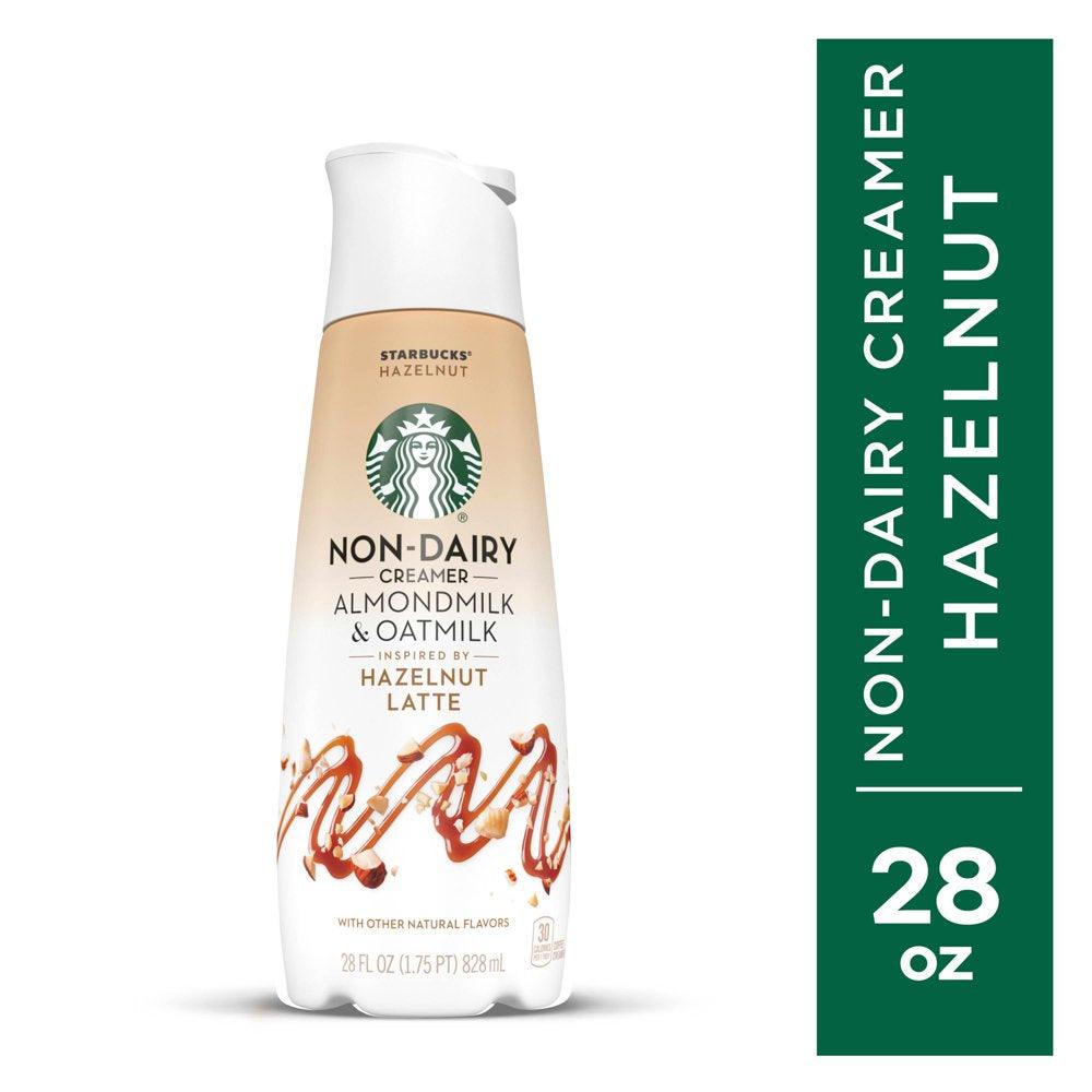 Starbucks Hazelnut Flavored Almondmilk and Oatmilk Non Dairy Liquid Coffee Creamer, 28 Fl Oz