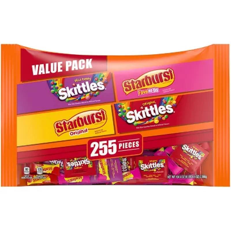 Starburst & Skittles Chewy Candy Assorted Bulk Variety Pack (255 Ct., 6.5Lbs)