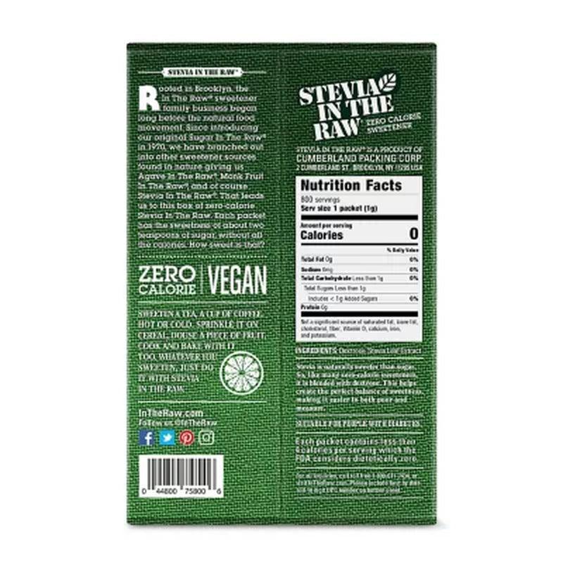 Stevia in the Raw Plant-Based Zero Calorie Sweetener Packets (800 Ct.)