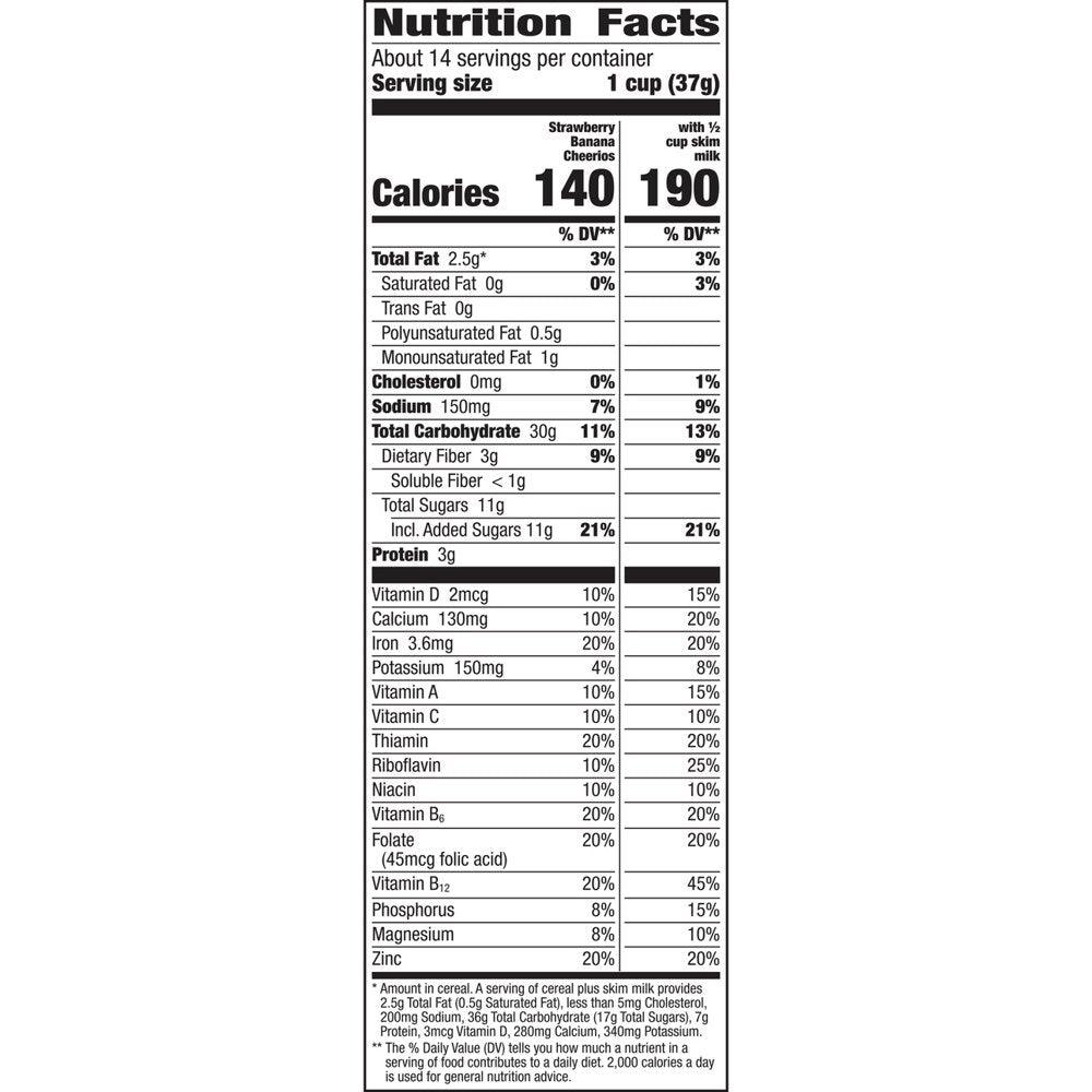 Strawberry Banana Cheerios, Heart Healthy Cereal, Family Size, 19 OZ
