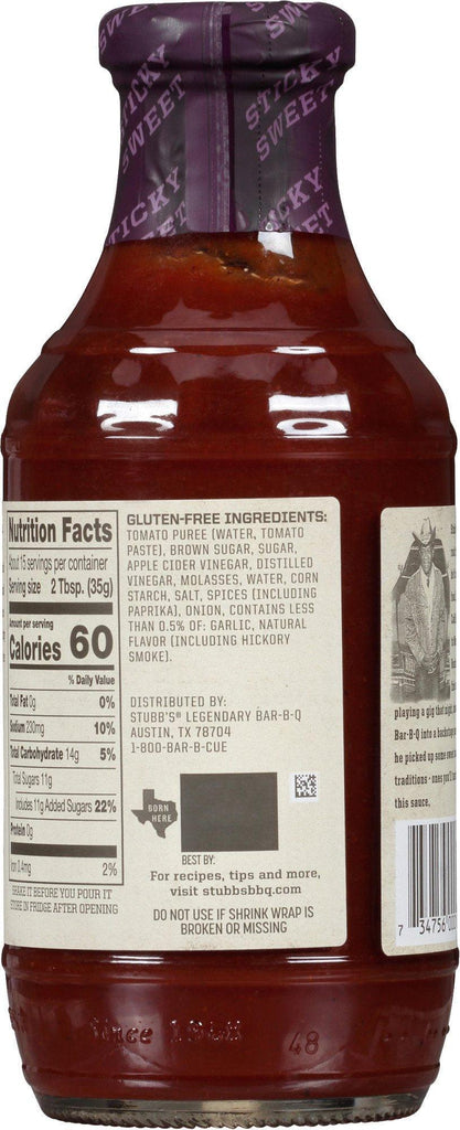 Stubb'S Sticky Sweet Barbecue Sauce, 18 Oz