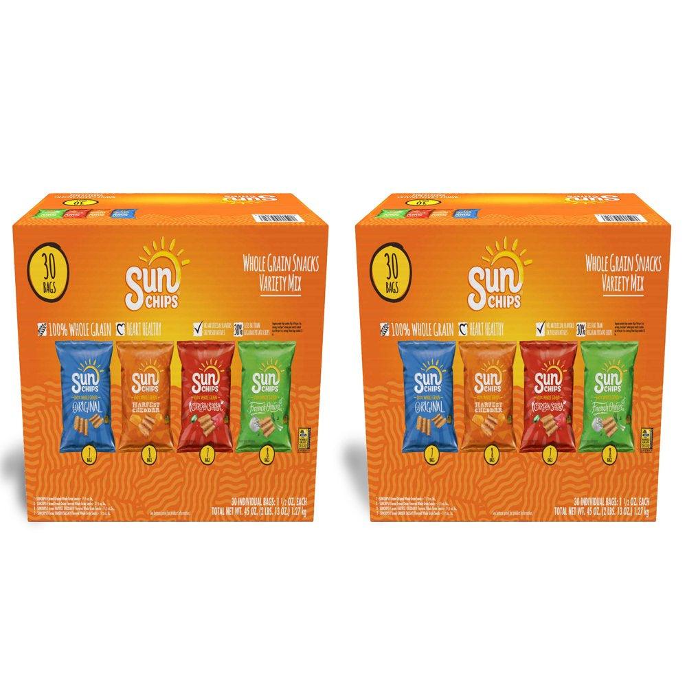 Sun Chips Whole Grain Chips, Variety Pack, 1.5 Oz, 60-Count