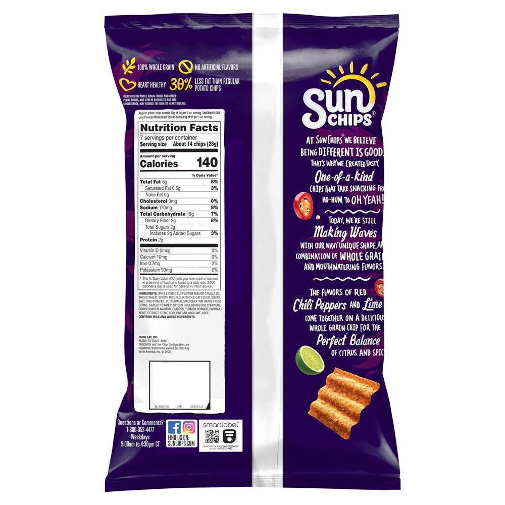 Sunchips Chili Lime Flavored Whole Grain Snacks, 7 Oz