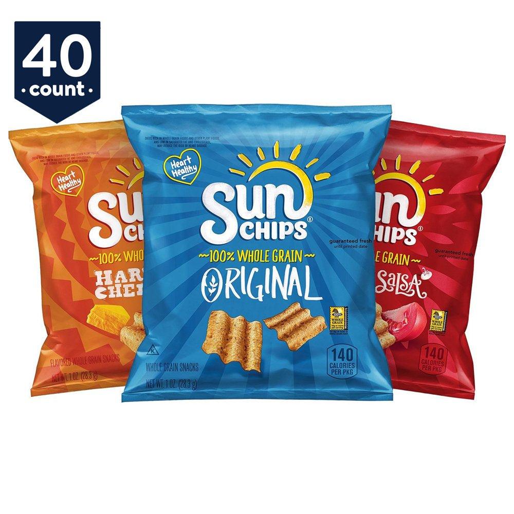 Sunchips Multigrain Chips Variety Pack, 1 Oz Bags, 40 Count (Assortment May Vary)