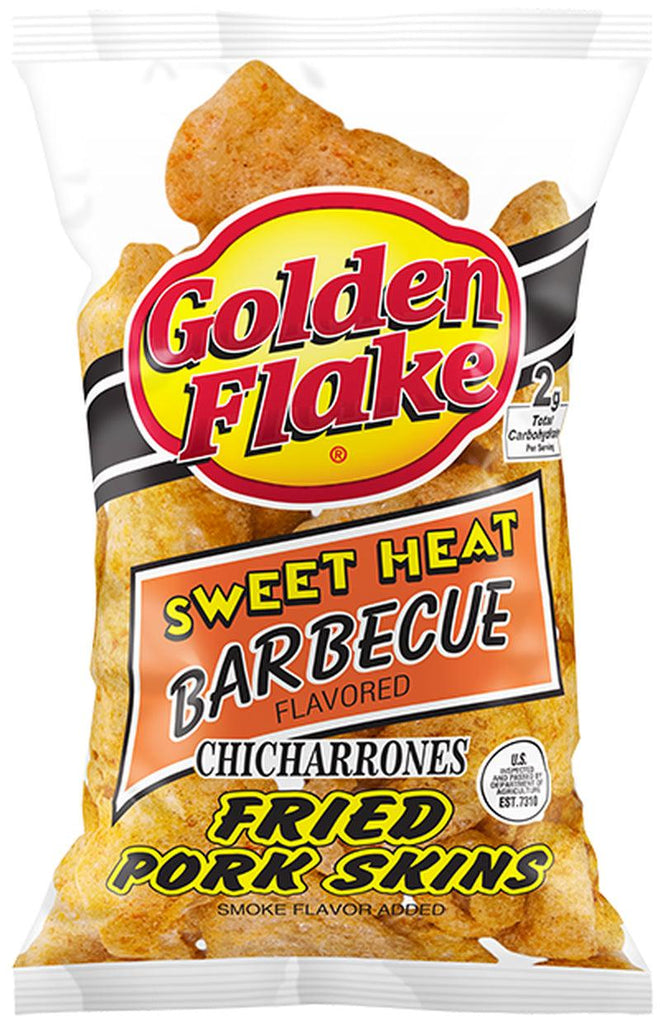 Sweet Heat Barbecue Flavored Fried Pork Skins 3 Oz. Bag (6 Bags)