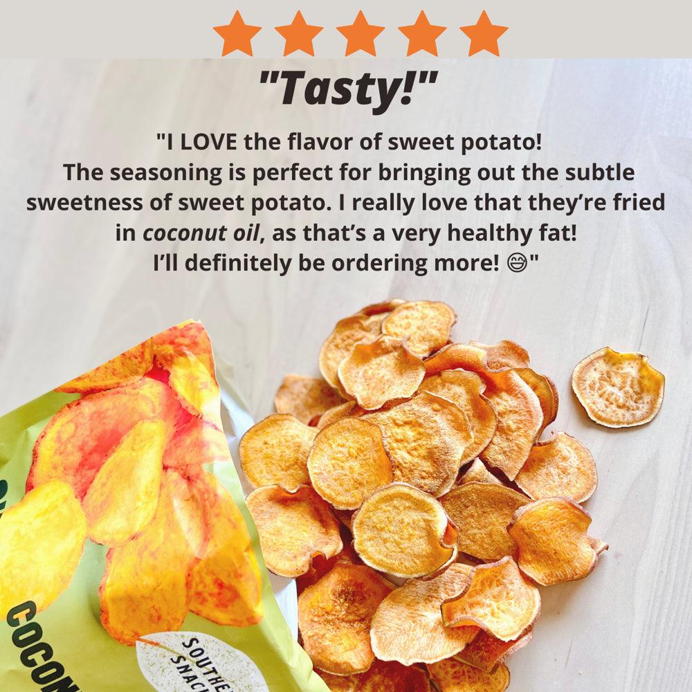 Sweet Potato Chips Gluten-Free Crisps Paleo Low Calorie Healthy Snacks No Added Sugar Free 4 Oz X 4 Pack - Sea Salt