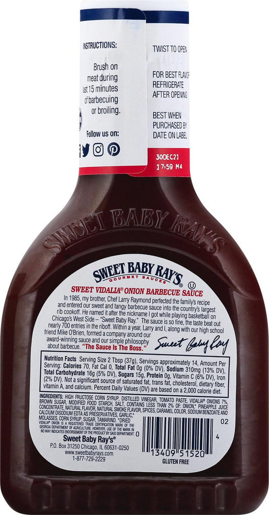 Sweet Vidalia Onion Barbecue Sauce, 18.0 OZ