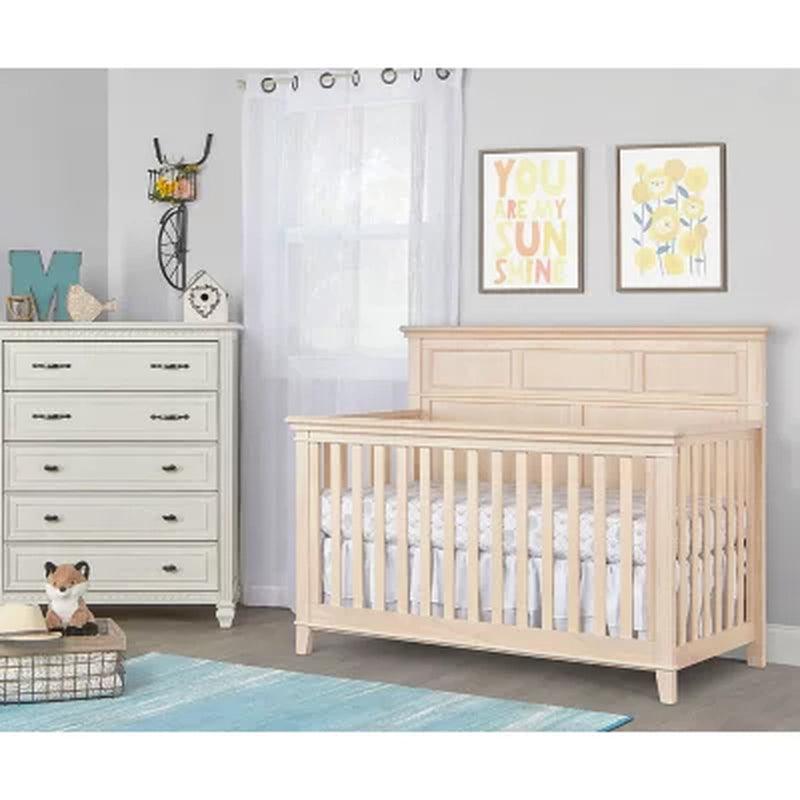 Sweetpea Baby Dover 4-In-1 Convertible Crib, Vintage White Oak