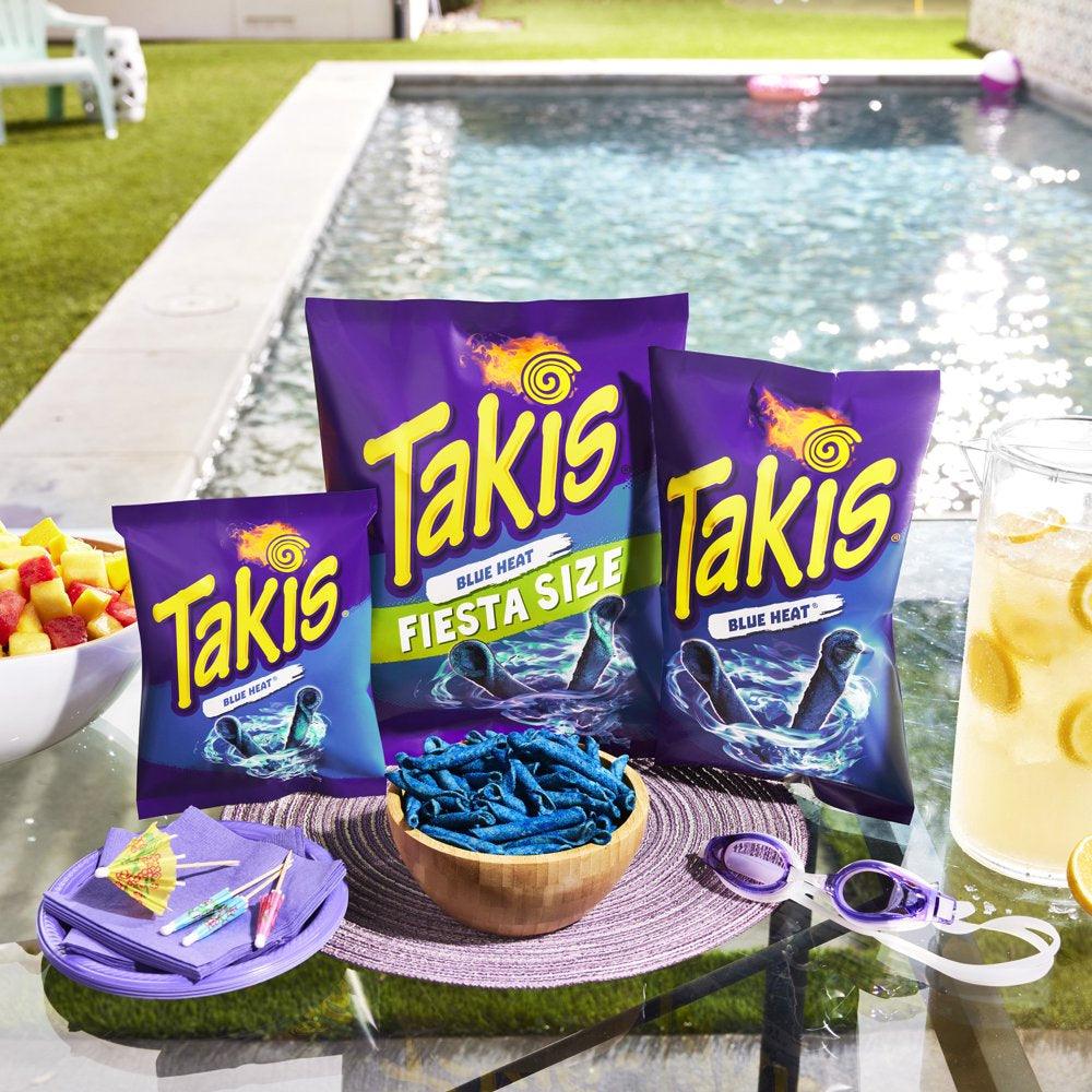 Takis Blue Heat Rolls 20 Oz Fiesta Bag, Hot Chili Pepper Flavored Spicy Tortilla Chips