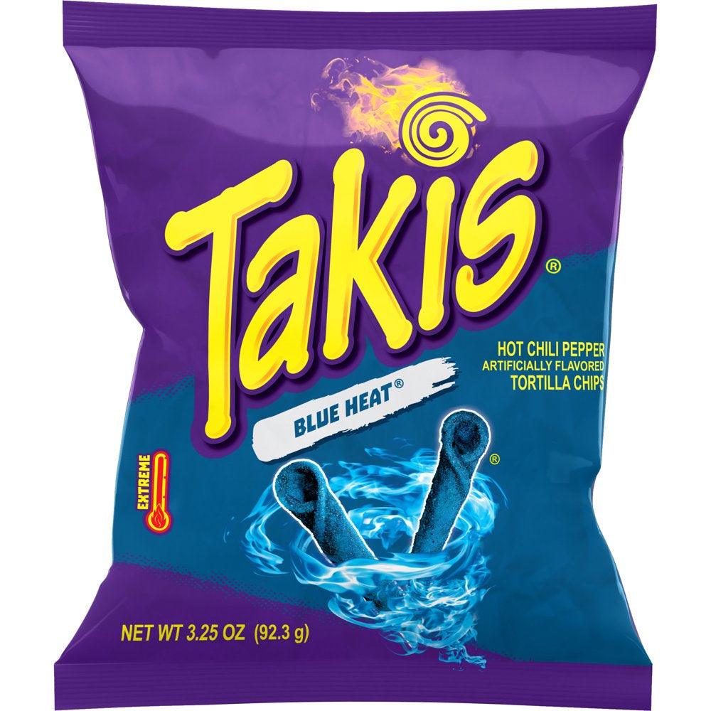 Takis Blue Heat Rolls 3.25 Oz Bag, Hot Chili Pepper Flavored Spicy Tortilla Chips