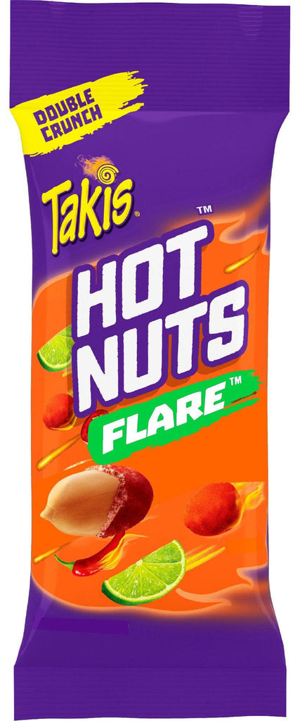 Takis Flare Hot Nuts 3.2 Oz Pouch, Chili Pepper & Lime Flavored Spicy Double-Crunch Peanuts