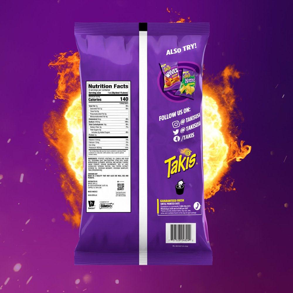 Takis Fuego Chippz 8 Oz Bag, Hot Chili Pepper & Lime Flavored Spicy Traditional Potato Chips